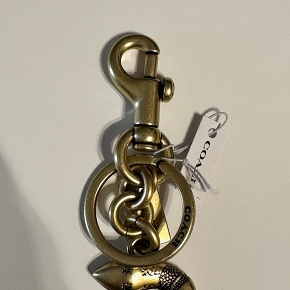 NWT COACH Brass Snake Bag Charm or Key Ring CZ212 Rhinestone Eyes - Picture 3 of 9